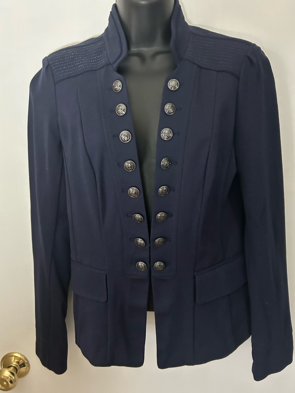 Navy Military Jacket White House Black Market Size 8